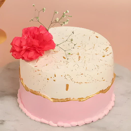 Pink and white elegant flora cake