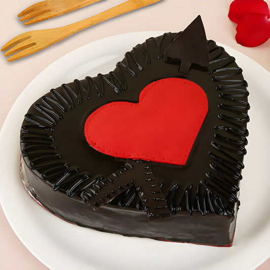 Black & Red Heart Chocolate Cake