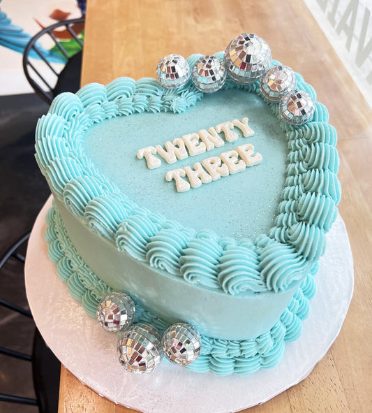 Disco Heart Blue Cake