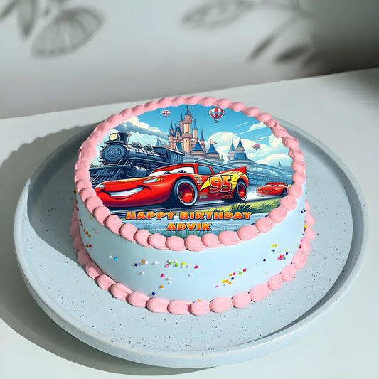 Car birthday photo cake