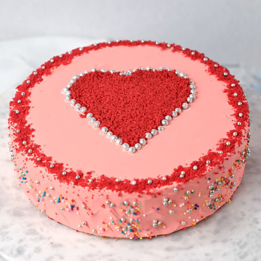 Red velvet heart on top cake
