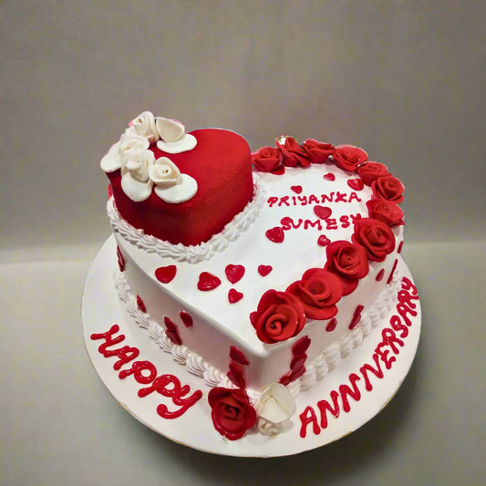 Double heart anniversary cake