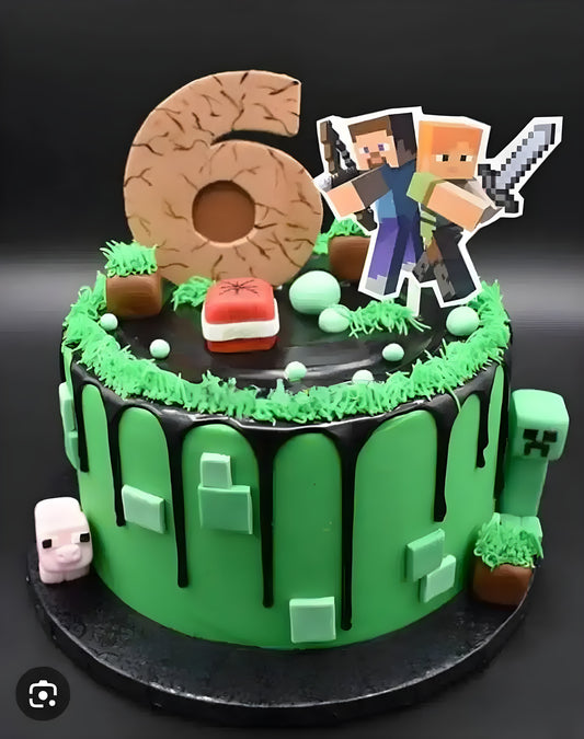 Mine craft kids birthday cake