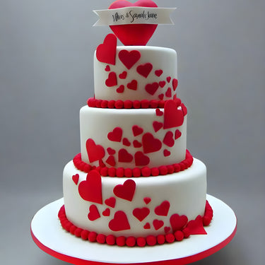 heart print red love cake