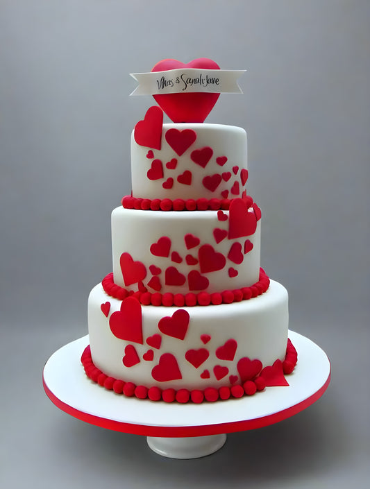 heart print red love cake