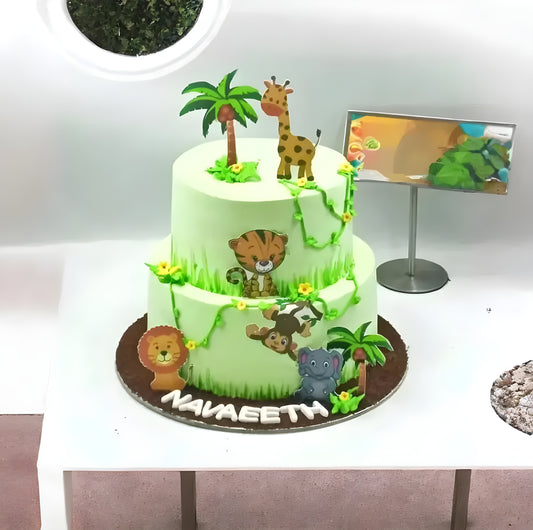 Jungle safari theme kids cake