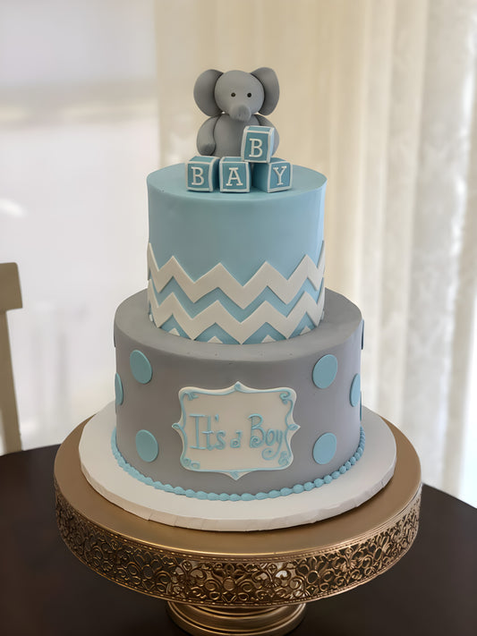 Baby shower elephant theme cake