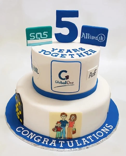 Two tier corporate cake