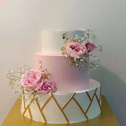 Pink flora anniversary cake(3 Tier)