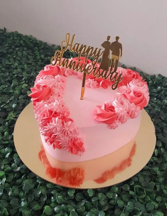 Heart flower anniversary cake