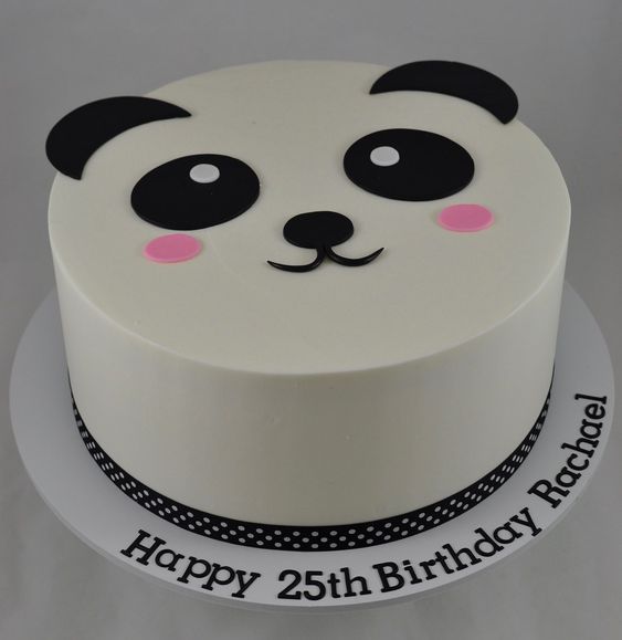 Panda plain b day cake for kids