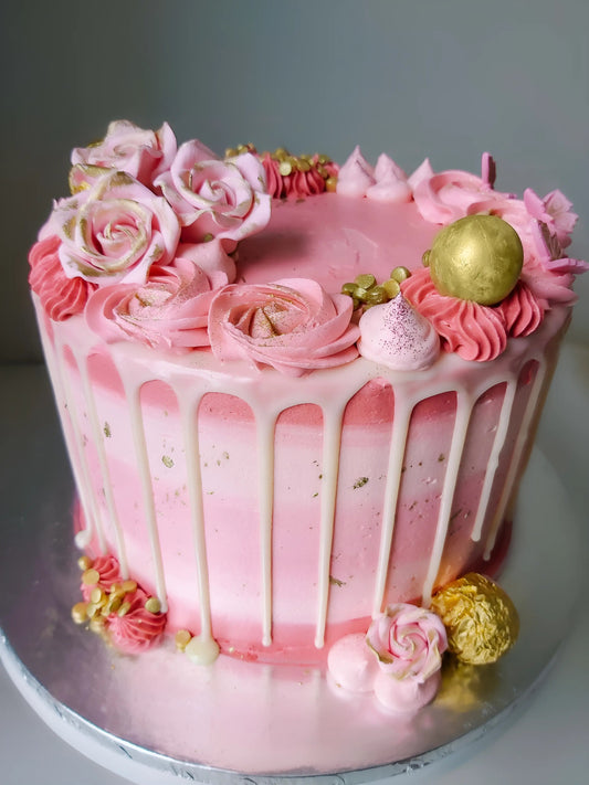 Pink drippy designer cake