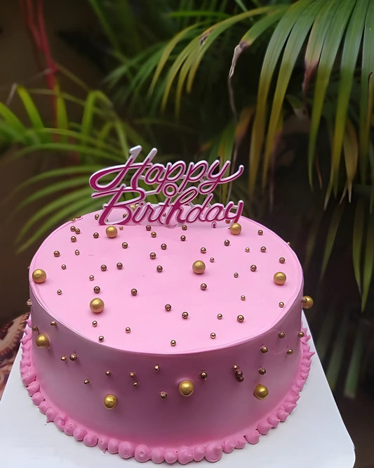 Pink golden birthday cake