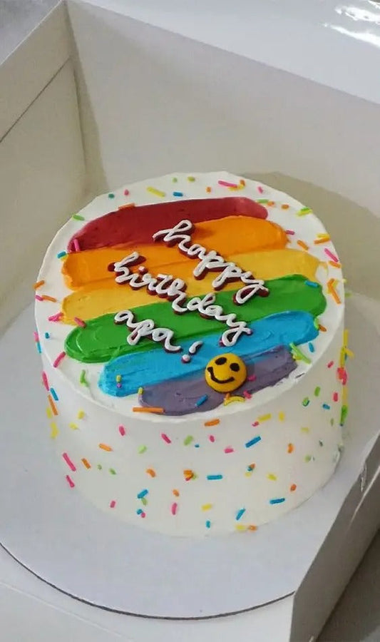 Rainbow happy b day cake for kids