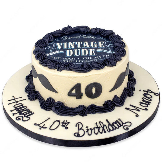 Vintage Dude Birthday Cake