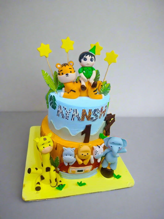 Jungle safari kids cakes