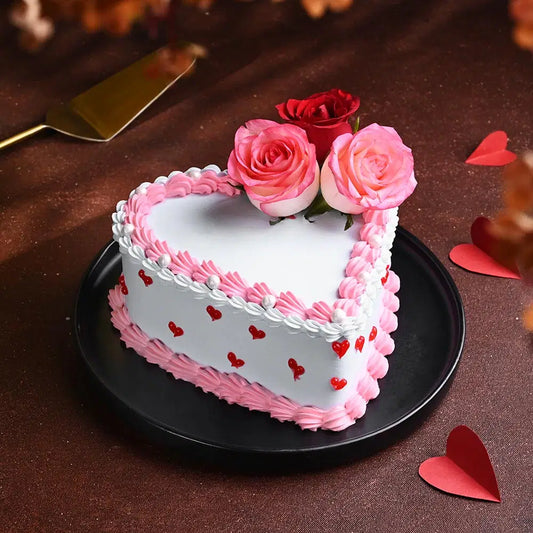Heart rose cake