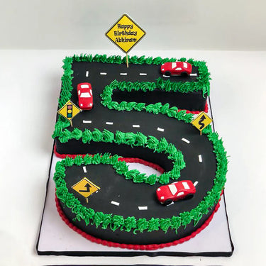 Number 5 Car Theme Cake