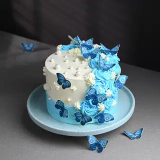 designer blue butterfly cake