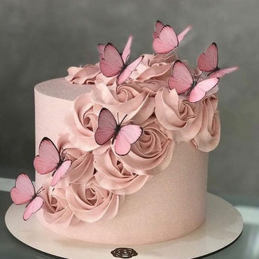 Designer peach butterfly cake