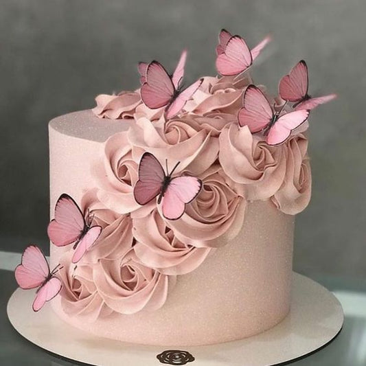 Designer peach butterfly cake