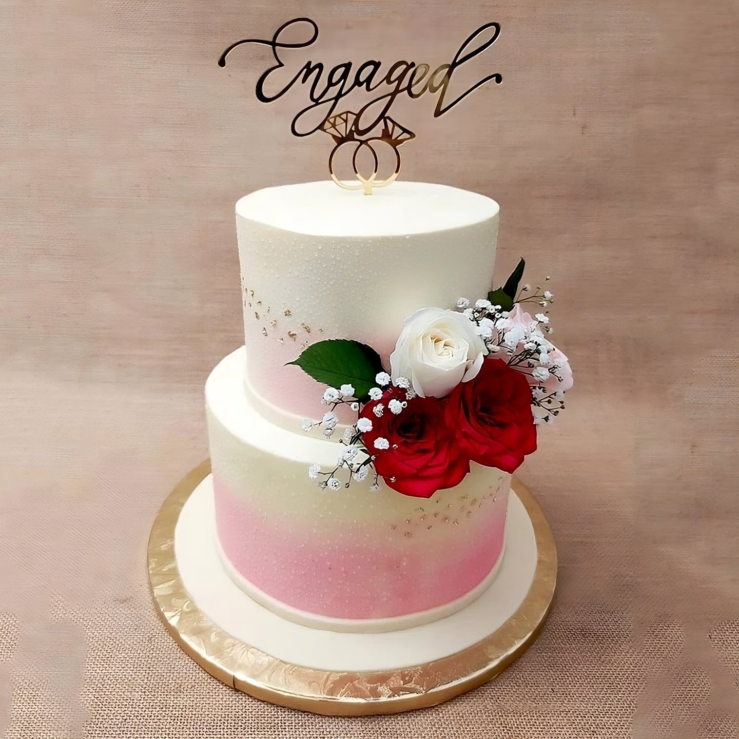 Elegant Engagement Anniversary cake(2 TIER)