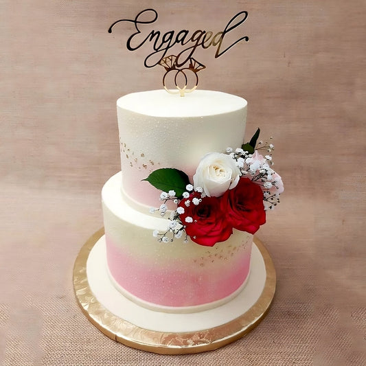 Elegant Engagement Anniversary cake(2 TIER)