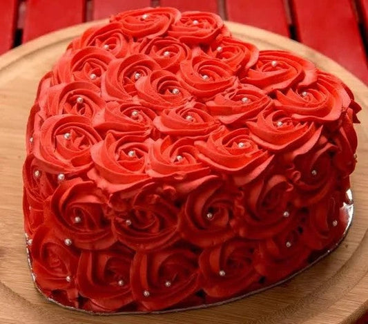Heart Red Rose Creame cake