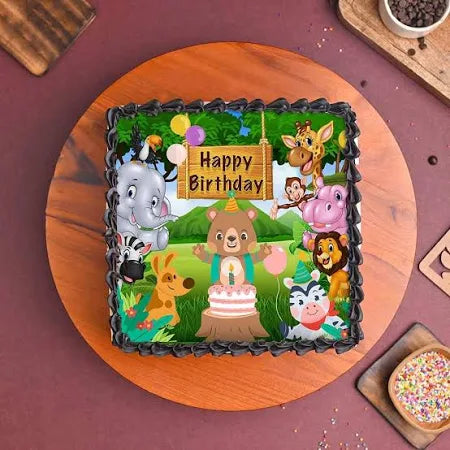 Jungle theme birth day cake